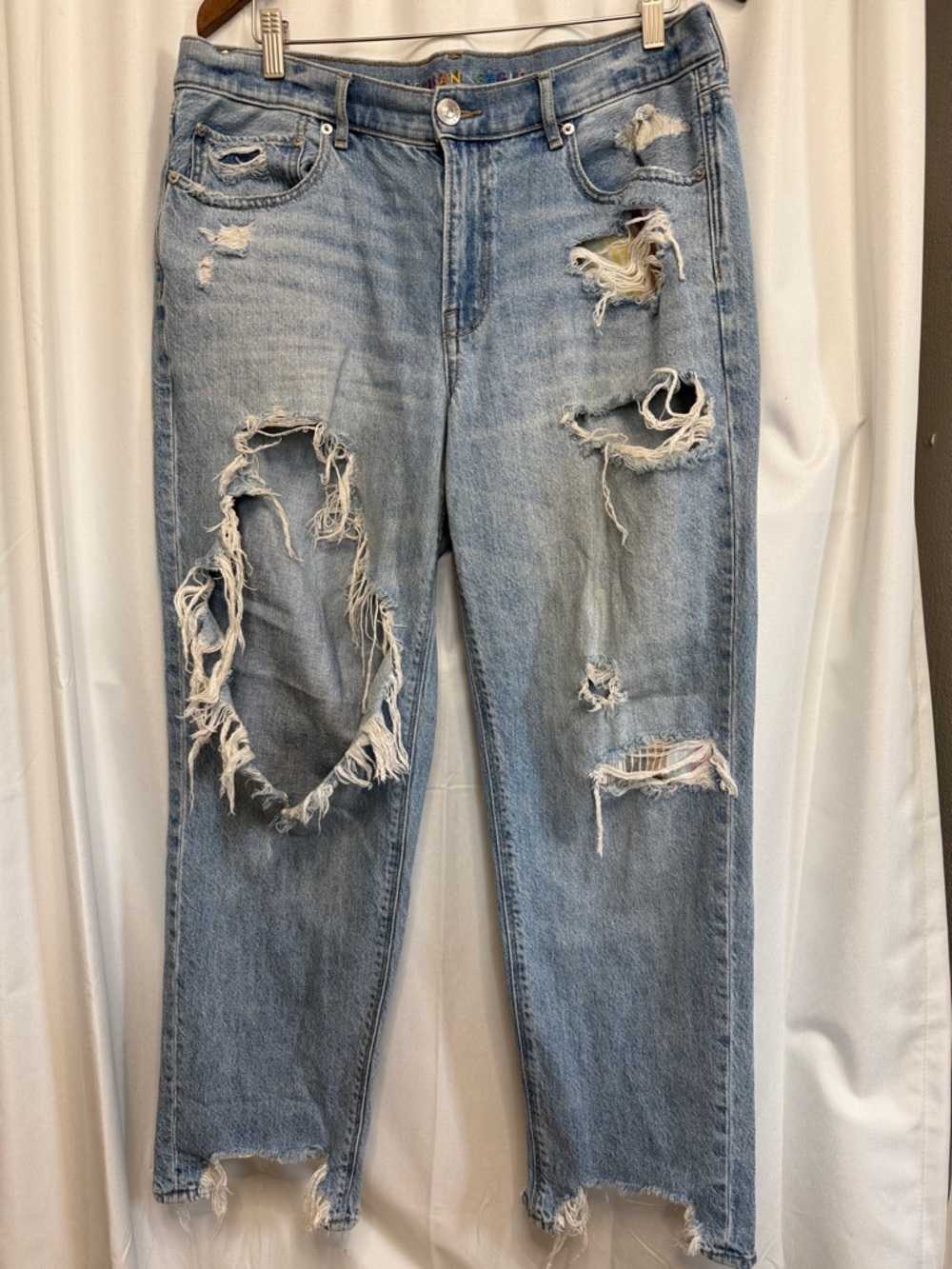 American Eagle Pride Collection High Waist Distressed 90s Straight Jeans